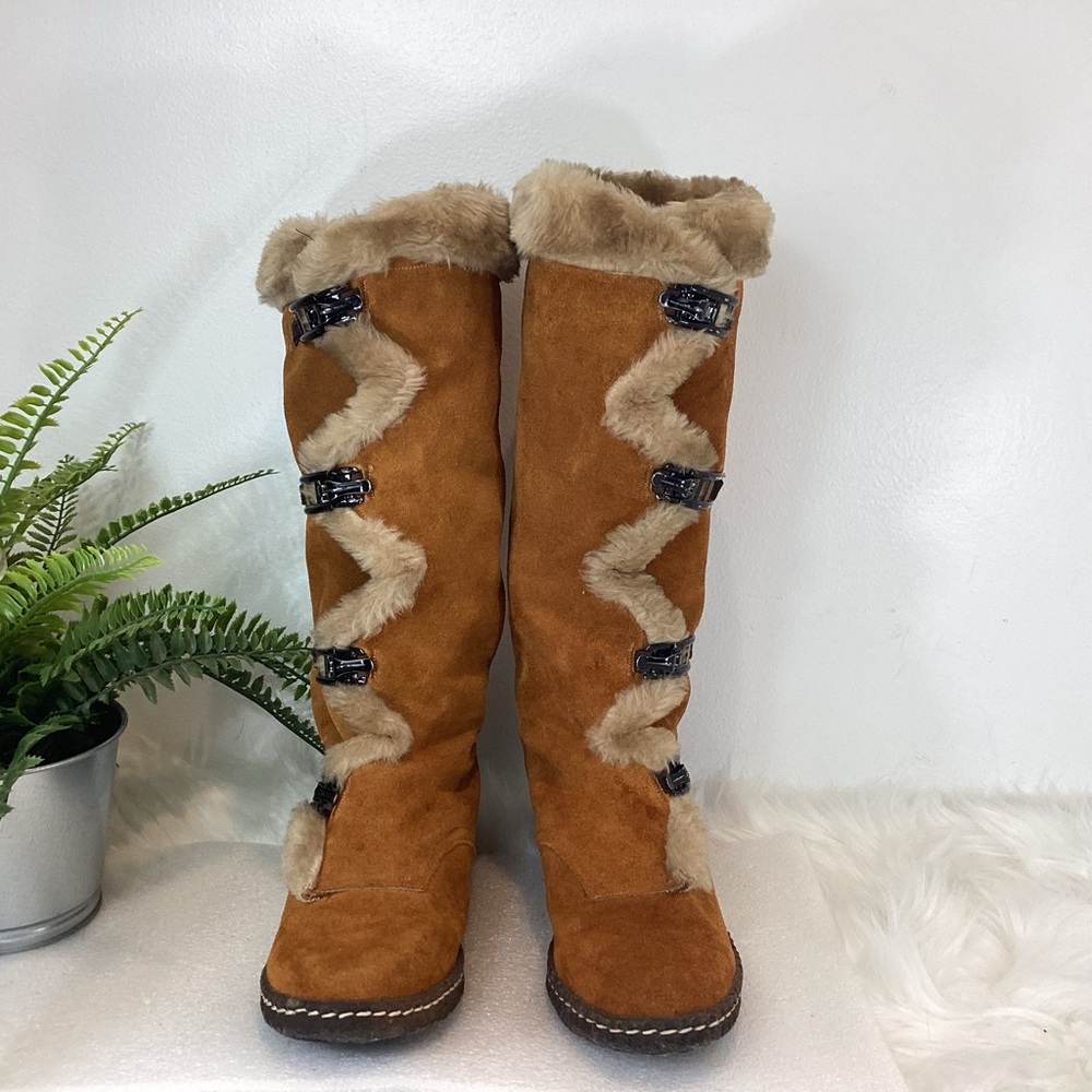 VINTAGE SUEDE LEATHER 70’S SNO-MOUNT BOOTS MADE IN ENGLAND EUC SZ 8 - Picture 4 of 14